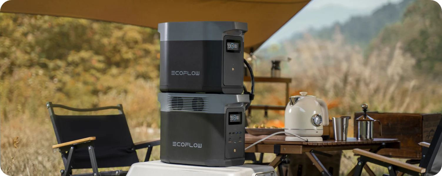 Ecoflow Delta 2 Extra Battery in de verpakking stapelbaar design