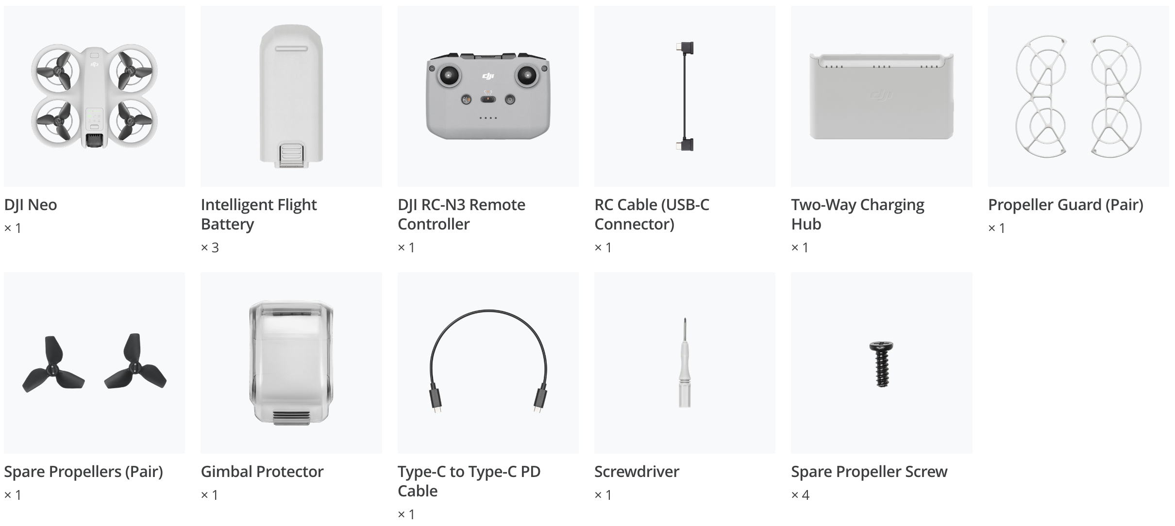 DJI Neo Fly More Combo in de verpakking