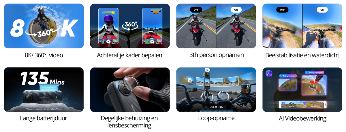 Insta360 X4 Motorcycle Kit XXL belangrijkste eigenschappen