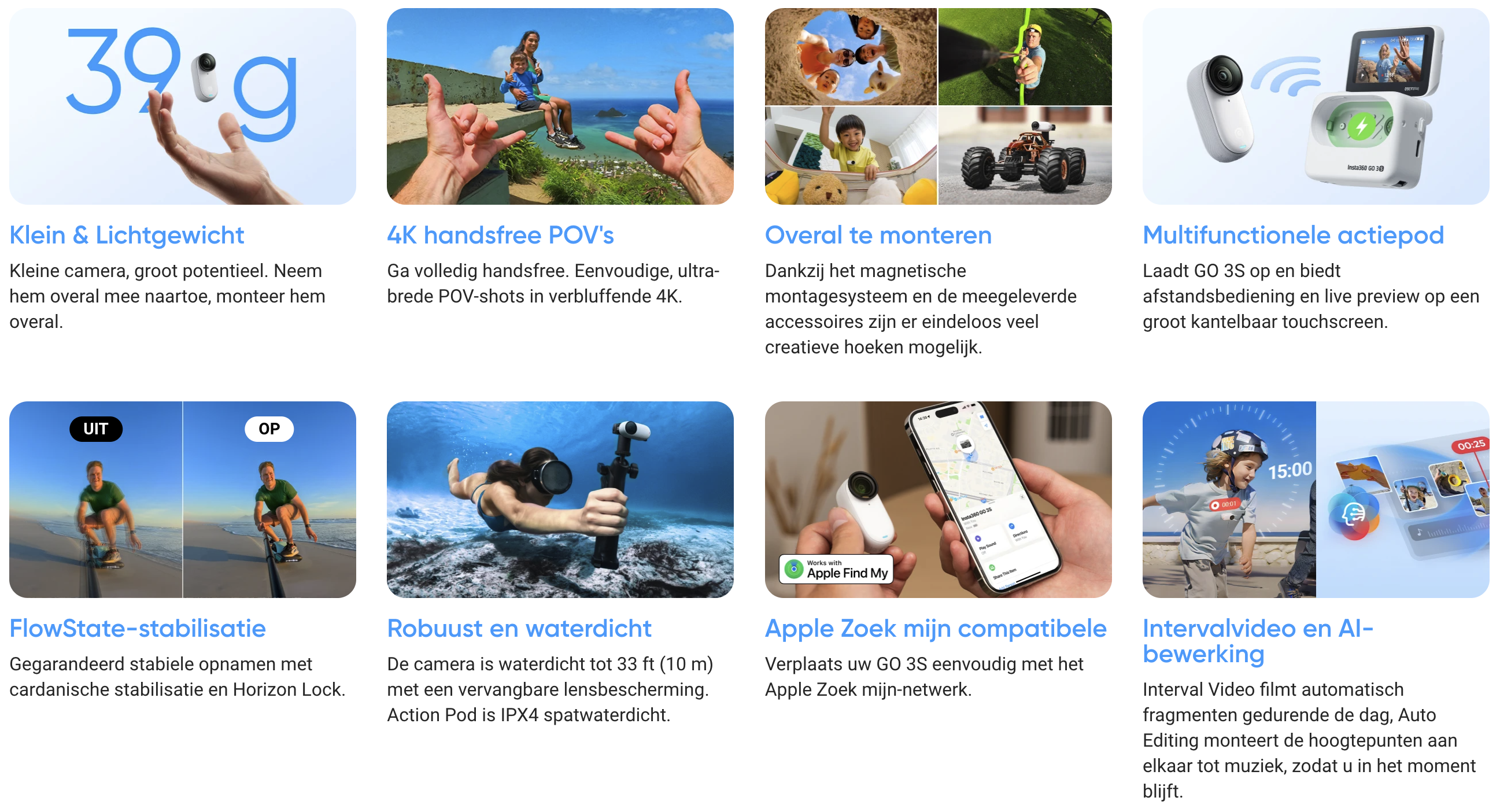 Insta360 GO 3S belangrijkste eigenschappen en specificaties